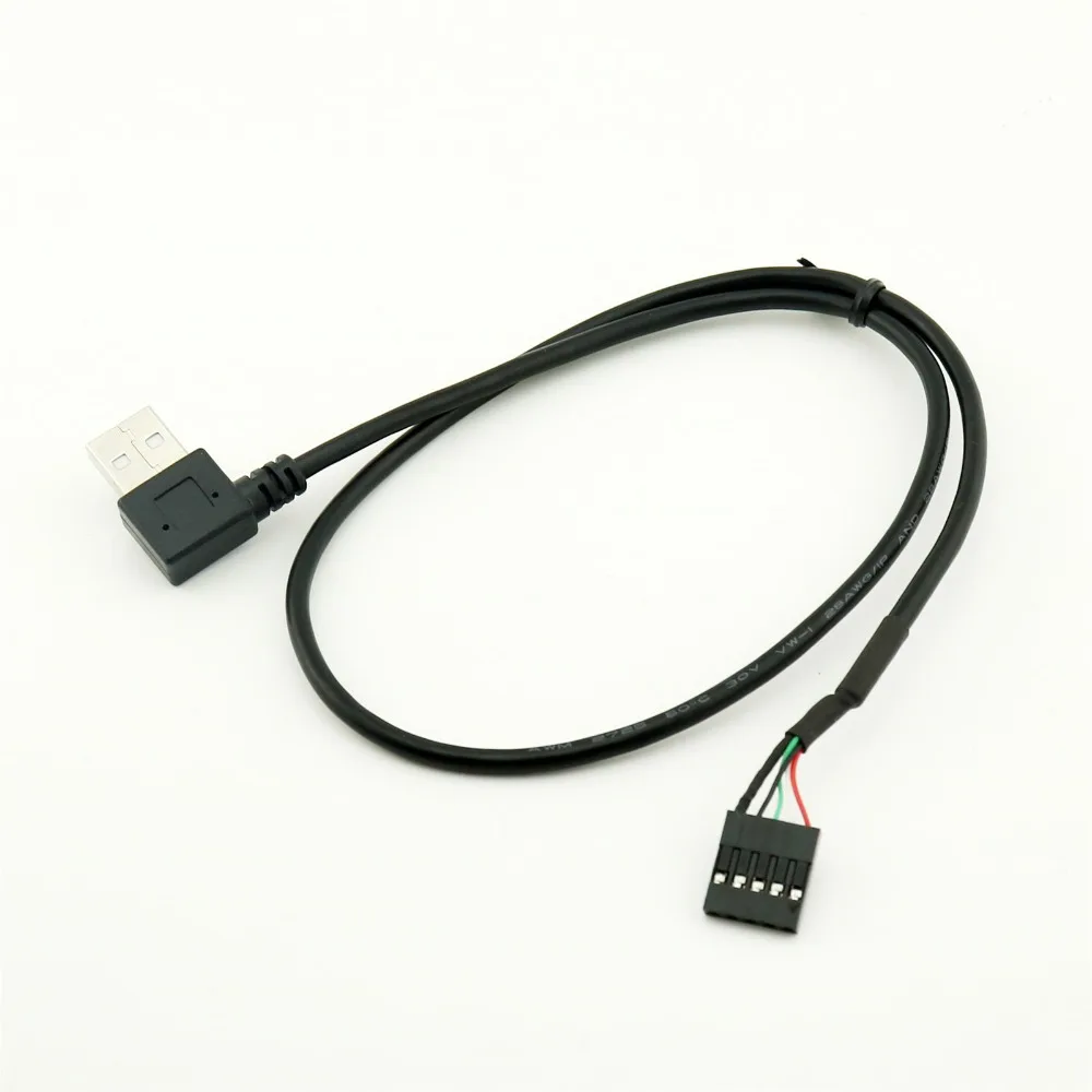 1pcs USB 2.0 A Male Left Angle to Dupont 5 Pin Female Header Motherboard Cable 50cm/1.5ft