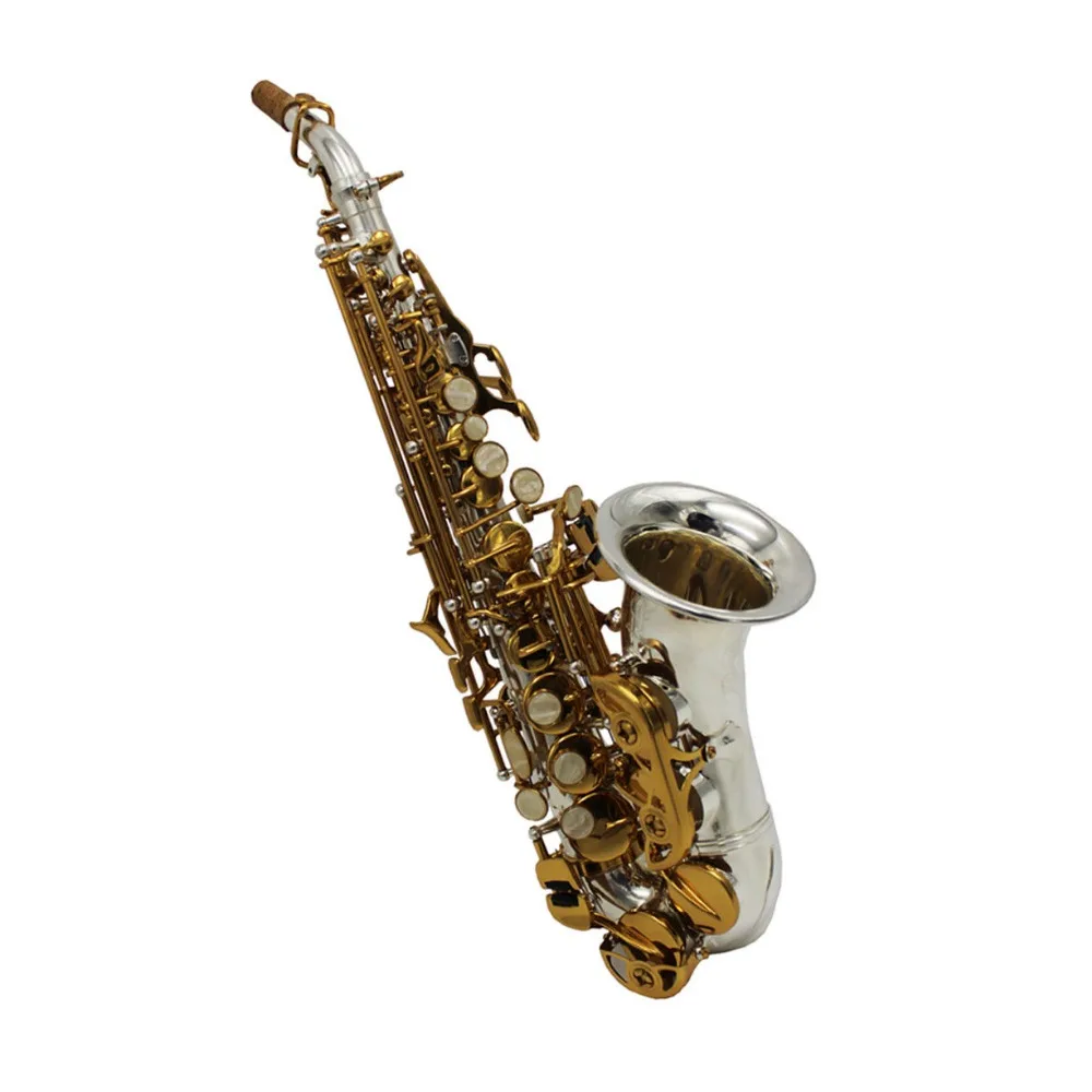 

Custom B Flat Sax Small Curved Soprano Saxophone Silver plated body gold key