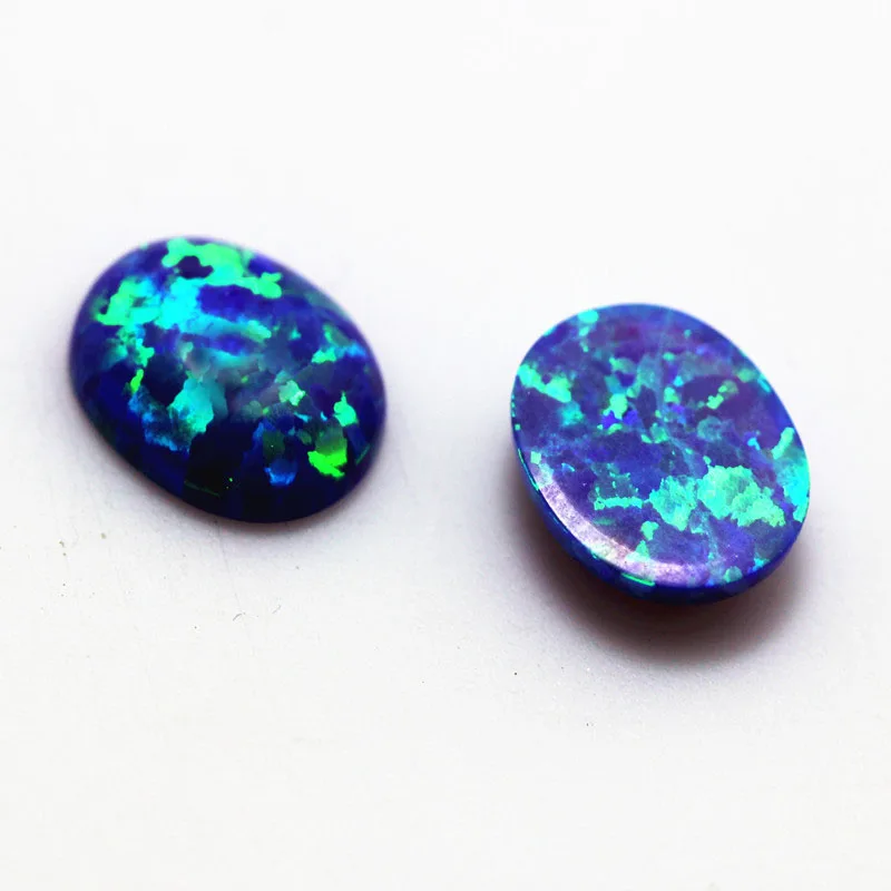 hyacinthine opal stone loose beads gemstones oval shape flat base cabochon created gemstone for jewelry DIY violaceous stones