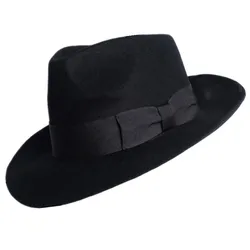 New 100% Woolen Hat Australian Wool 1:1 Michael Jackson Concert Dance Fedoras Classic Black Wide Brim Jazz Gentleman Hats