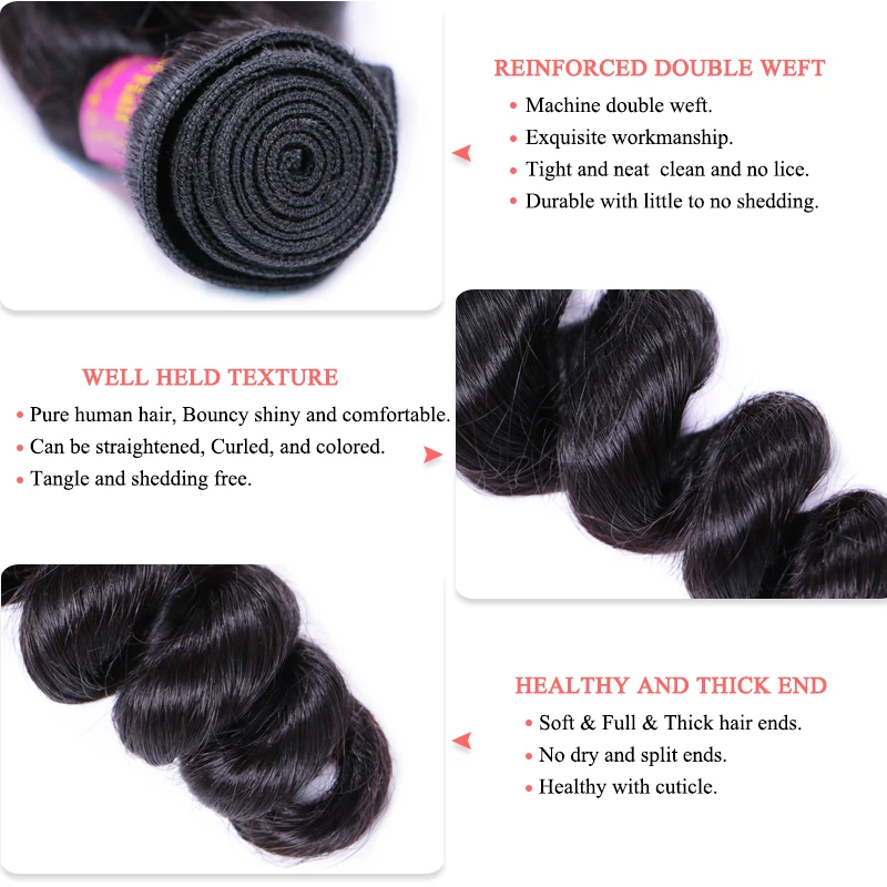 Queen Hair Official Store Top Quality Brazilian Loose Wave Virgin Human Hair Natural Color 100% Unprocessed Human Raw Hair