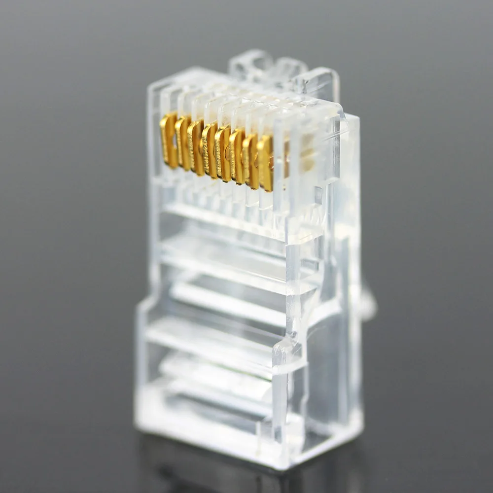 20/50/100 قطعة RJ45 إيثرنت موصل الكابلات وحدة التوصيل شبكة RJ-45 Lan كريستال رؤساء Cat5 Cat5e مطلية بالذهب كابل الشبكة
