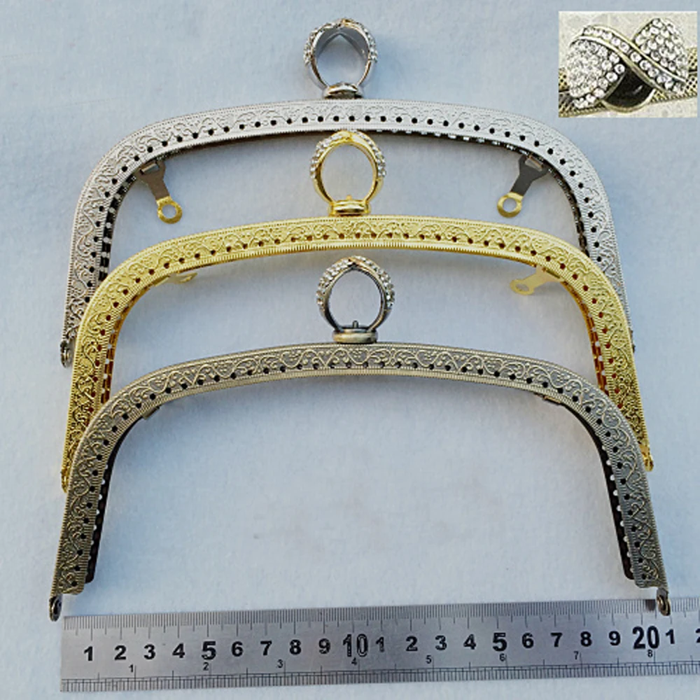 golden silver bronze color diamond buckle women coin bag metal clasp DIY purse frame 5pcs/lot