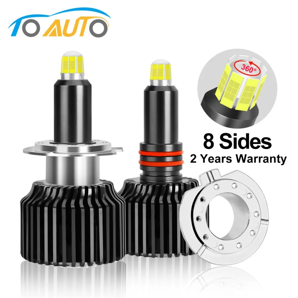 

2pcs H1 H7 H8 H11 LED HB3 9005 HB4 9006 3D LED Canbus Car Headlight Bulbs 8 Sides 360 Degree 6000K 15000LM Auto Headlamp 12V