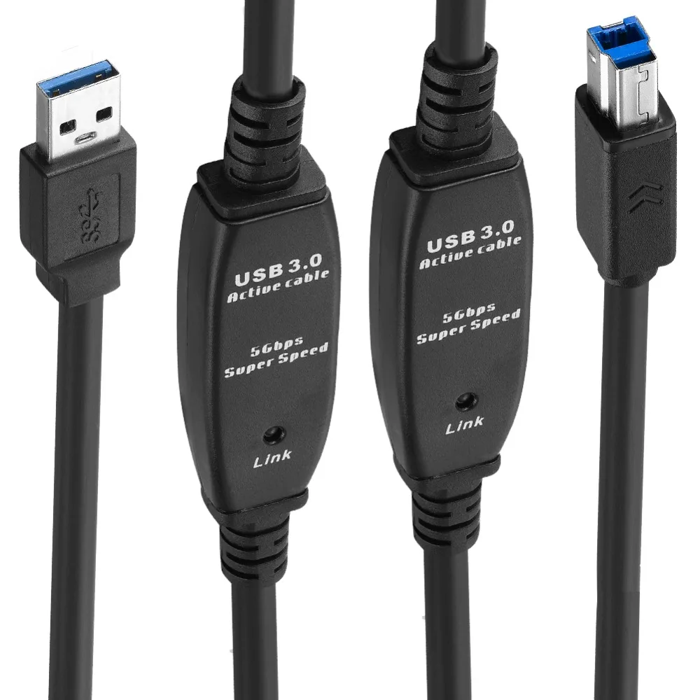 Bochara USB 3.0 kabel do drukarki wbudowany Chipset IC USB 3.0 typ A męski na USB 3.0 typ B męski OD7mm folia + pleciony ekranowany 5m 10m