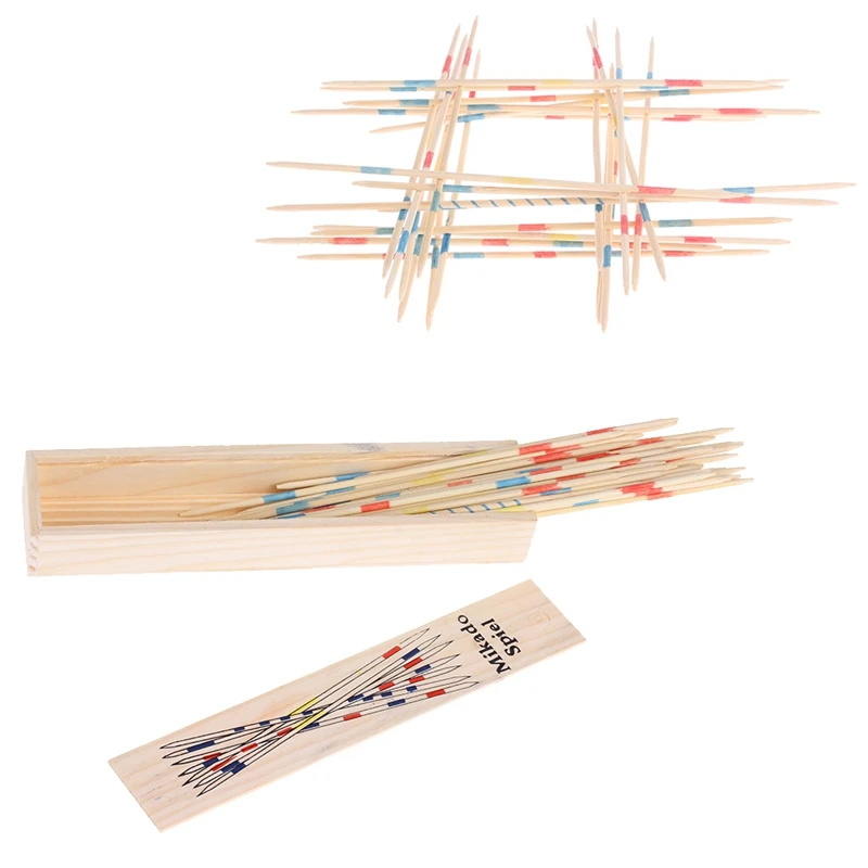 

Traditional Mikado Spiel Game Kids Learning Education Math Toys Wooden Pick Up Sticks with Box Children Toy Score Marked Stick