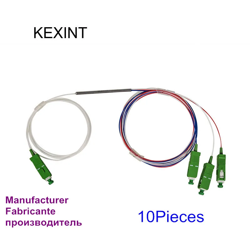 

Wholesale 10pieces fiber optic FBT coupler 1*3 SM 0.9 mini tube 1310/1550 with connector SC/APC