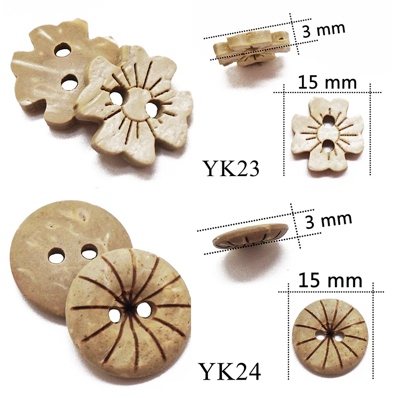 30 Teile/los Größe 15mm Natürliche Farbe Runde Laser Coconut Shell Tasten Handwerk Nähen Scrapbooking Holz Für Kinder Kleidung Handmade – Detail 14