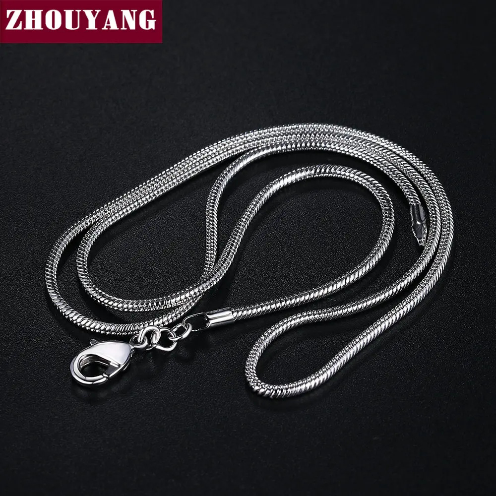 ZHOUYANG  1mm - 2mm 16-32 inch Silver Color Snake Necklace Chain Factory Price Top Quality C008 C010