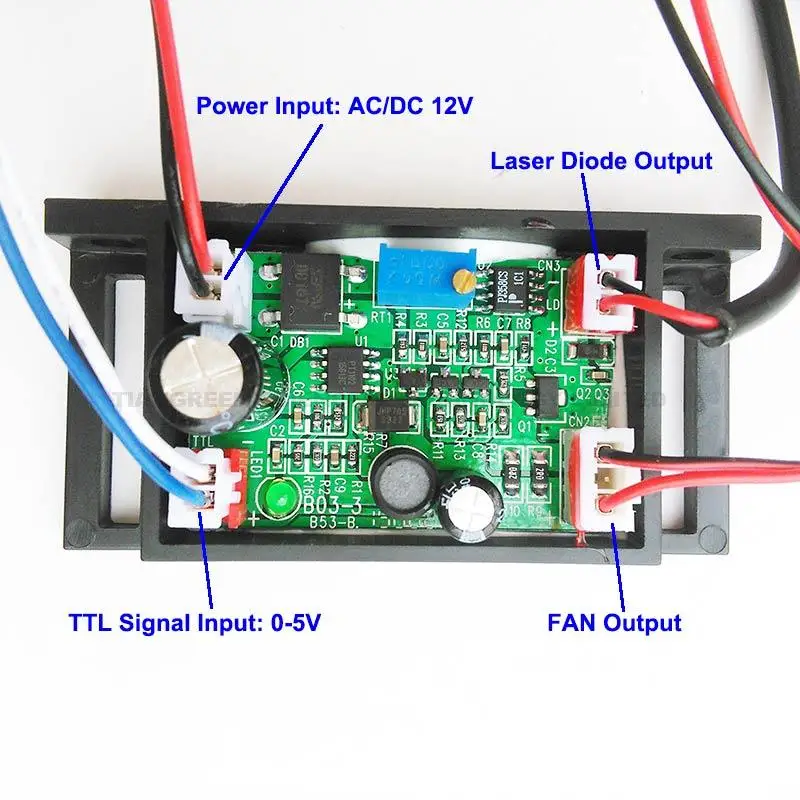 プロフェッショナル12ボルト650nmのの660nmの200メガワット赤色レーザーダイオードモジュールでファンとttlドライバボード