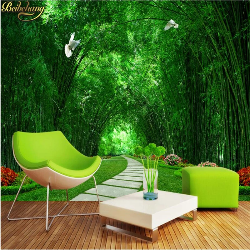 

beibehang papel de parede 3D wallpaper for walls 3 d TV backdrop large Poster Bamboo forest park shade wall papers home decor