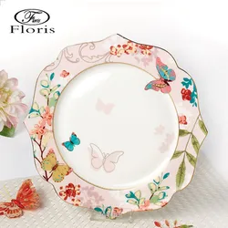 11 inch Butterfly Ceramic Dinner Plate Porcelain Dessert Snack Cake Dishes for Kitchen Decor Gift Free Shipping