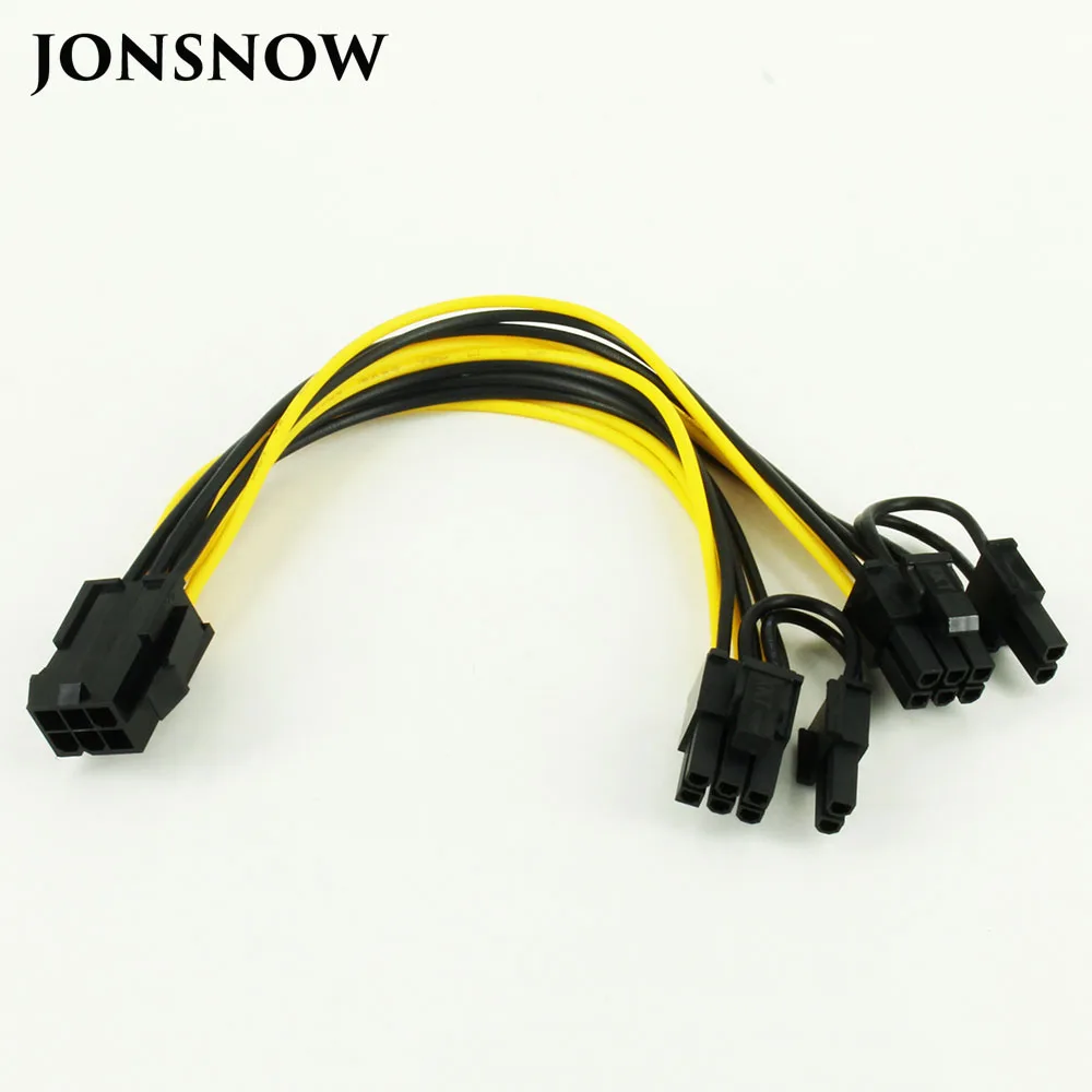 CPU 6 Pin To Graphics Video Card PCI Express Power Splitter Cable 6Pin Female Double 8Pin Male 20cm for Computer Wire