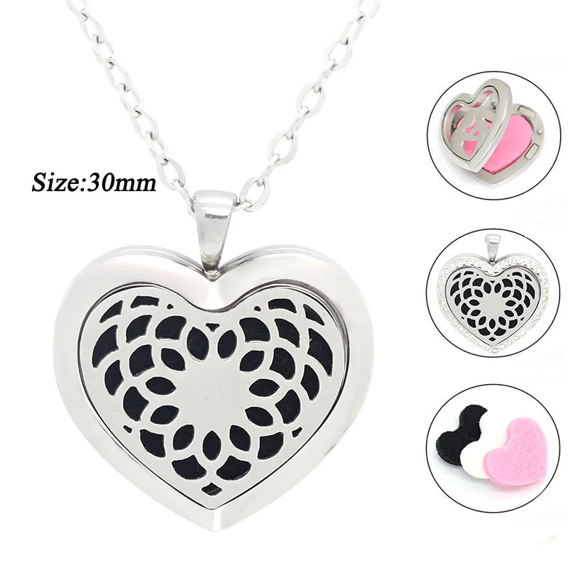 With Chain as Gift! Hot heart shape magnetic 316L Stainless steel diffuser locket aromatherapy necklace perfume locket