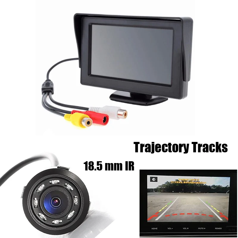 4.3 inch LCD hd Screen Display & 8 IR Night Vision car reverse camera reversing trajectory system with Dynamic Track lines