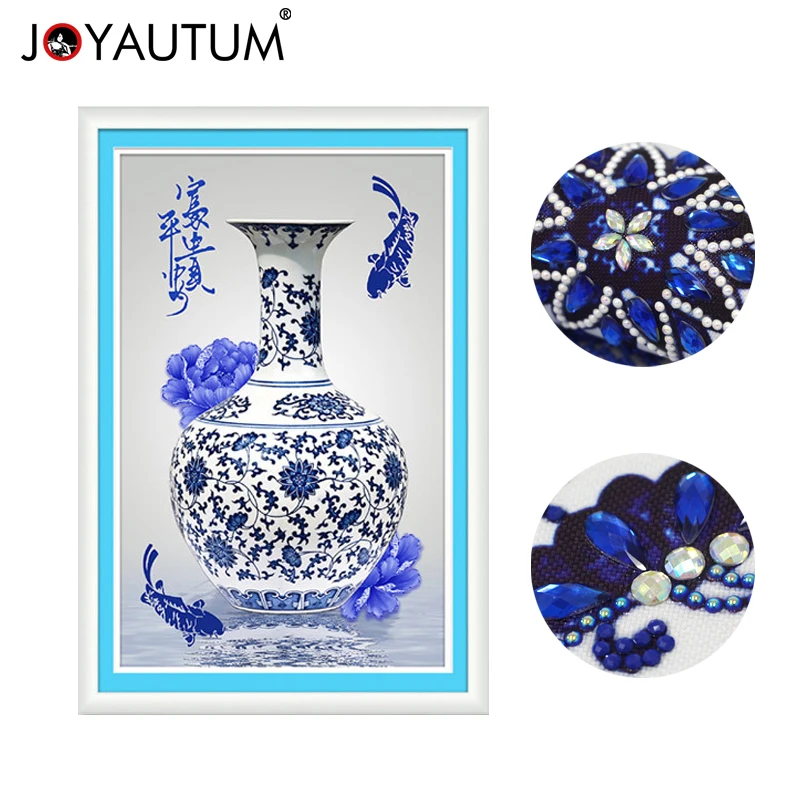 Special Shaped Drill Chinese The blue and White Porcelain Vase Painting 5D Diamond Cross Stitch Paste Stones Mosaic New