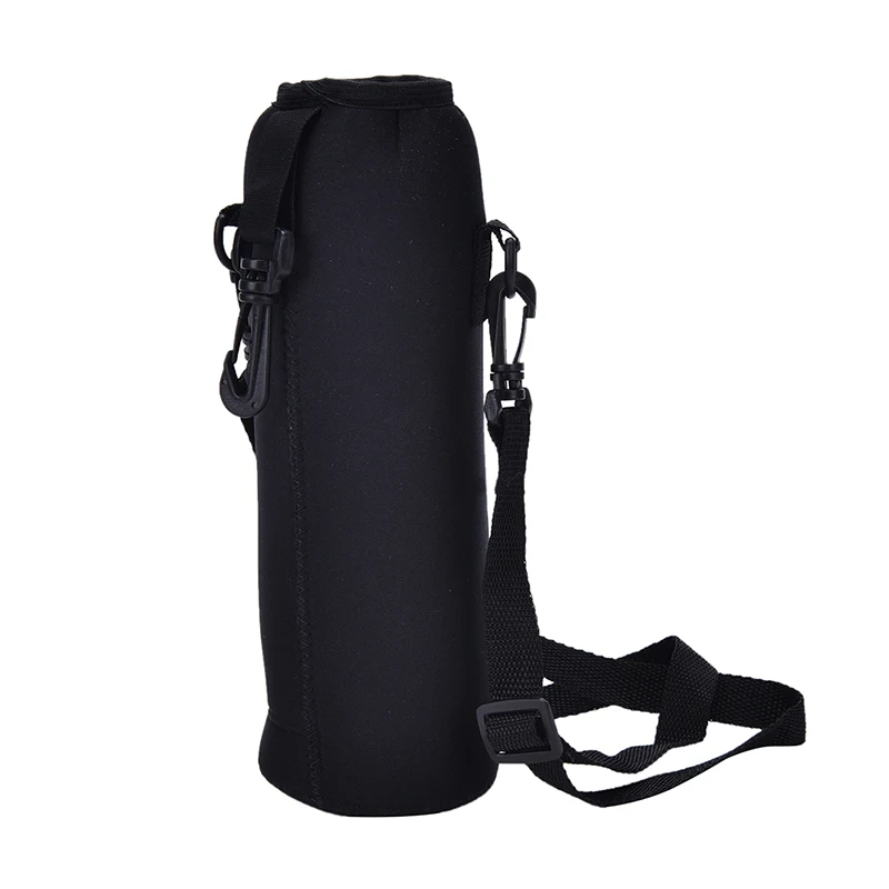 1000ML Large Water Bottle Cover Bag Pouch W/Strap Neoprene Water Bottle Carrier Insulated Bag Pouch Holder Shoulder Strap Black