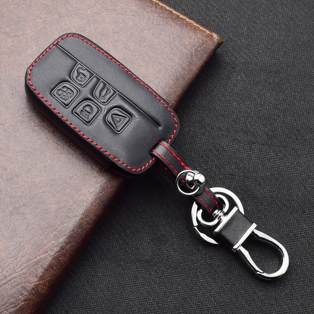 Leder Auto Schlüssel Abdeckung Fernbedienung Fobs Schutz Fall Zubehör Für Land Rover LR4 Discovery LR2 Range Rover Sport Evoq Vogue Jaguar – Detail 7