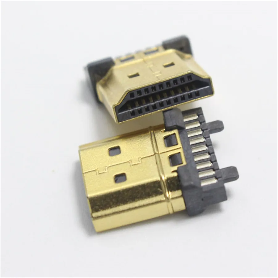 2pcs HDMI 19P Gold Plated Male Plug Digital HD Connector Network set - top box Plugs Repair Parts