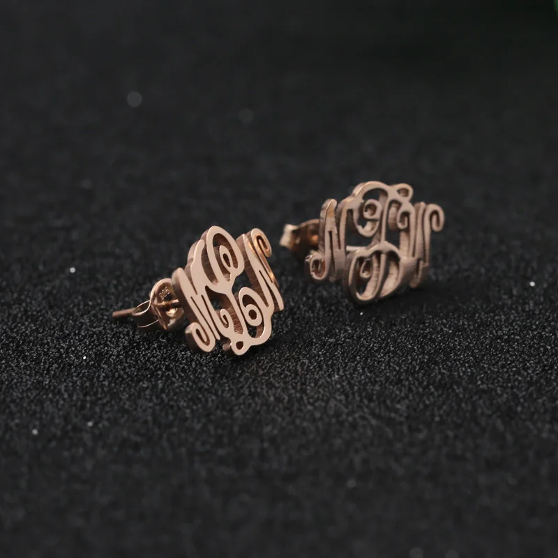 

925 Solid Silver Monogrammed Name Earrings for Women Custom Name Earrings Handmade Anniversary Earrings