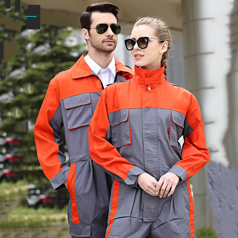 Men Women Work Clothing Long Sleeve Coveralls Factory Uniforms Waist Zipper Design For Worker Repairman Auto Repair Overalls New