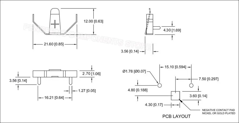 5 sztuk/partia niklowane z brązu fosforowego ogniw CR2032 uchwyt baterii, CR2032 baterii uchwyt, CR2032 C klip