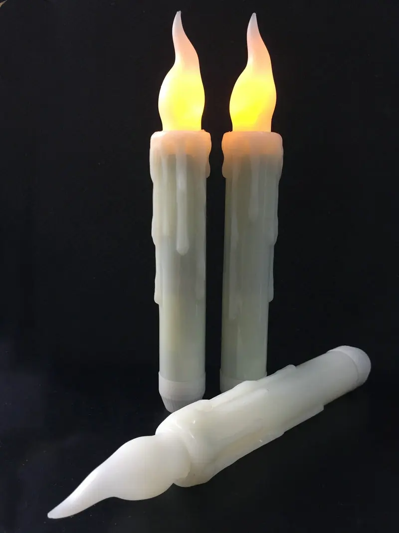 

120pcs Flameless Led Taper Candle Flickering Battery operated Candlestick f/Wedding Xmas Home table party Decoration-AMBER