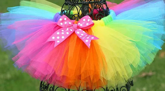 2019 Girls Rainbow Tutu Skirts Kids Handmade Tulle Pettiskirt with Polka Dots Bow and Flower Headband Baby Ballet dance Tutus