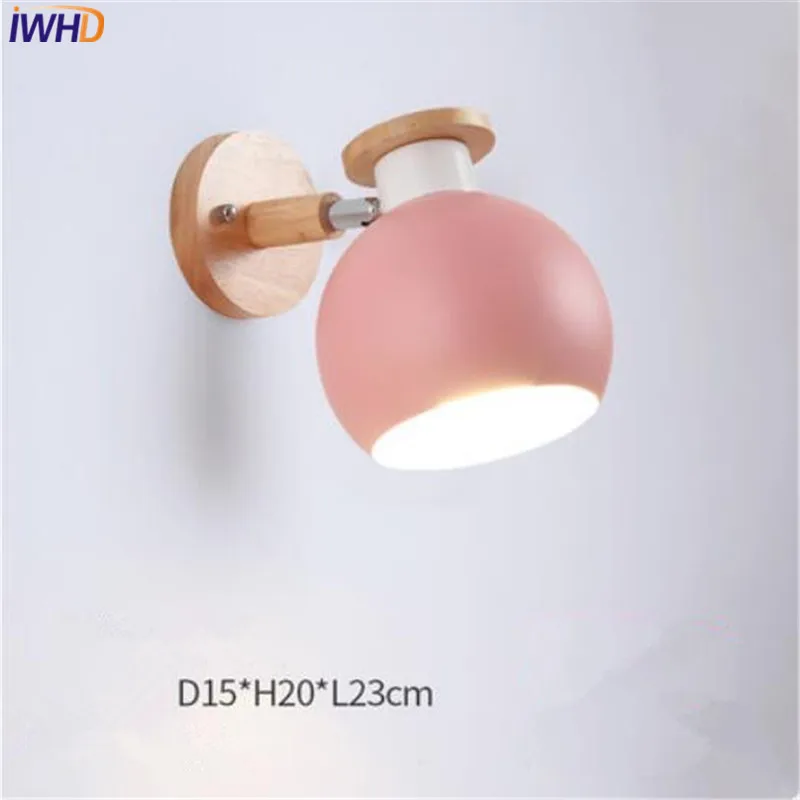 IWHD Nordic Modern Wall Lamp Wooden Iron LED Fixtures Home Lighting American Wall Lights Living Room Bedside Sconce Wandlamp