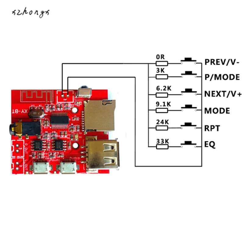 MP3 Decoder Module Audio Receiver  Car Speaker Amplifier Modified Bluetooth 4.1 Circuit Board Support U-Disk/TF