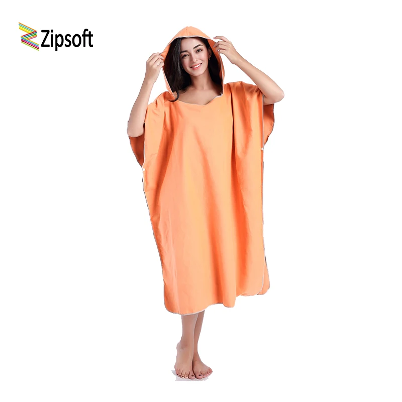 

Zipsoft Brand Bathrobe Towel Quick Dry Microfiber Swim Beach Pool Poncho Women Men Hooded Towels Easy for Changing Cloth onBeach