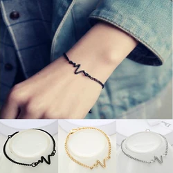 Simple Personality Bileklik Ecg Figure Lightning Fine Charm Bracelets Couple Heartbeat Frequency Bracelets Pulseras Mujer