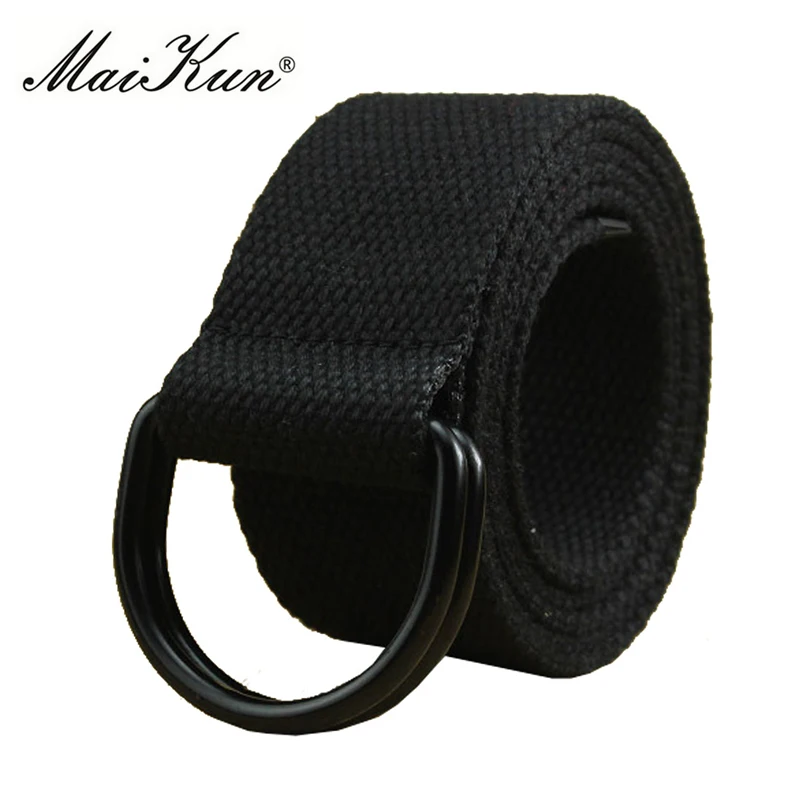 MaiKun Canvas Belts for Men Double Ring Metal Buckle Belts Male Tactical Strap For Jeans