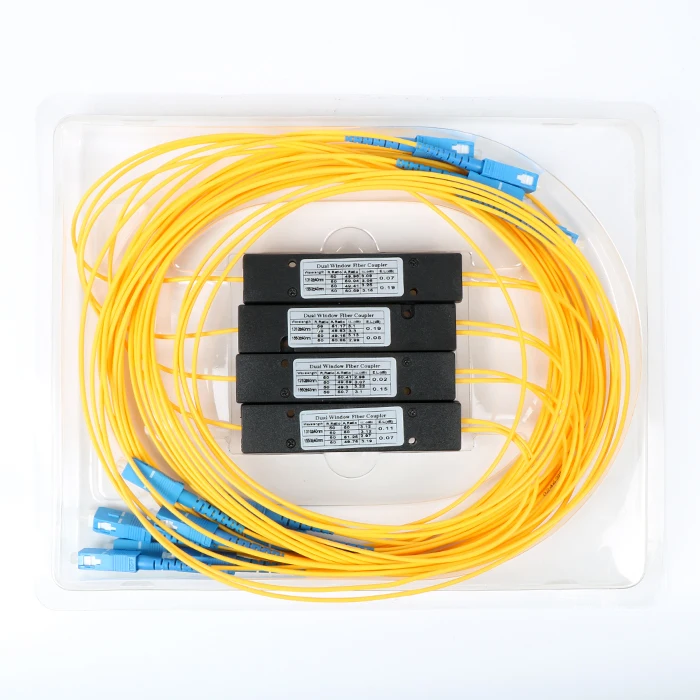 Divisor de fibra 1*2 FBT 1310/1550nm com conector SC 1/99 5/95 20/80 acoplador óptico fundido janela dupla abs frete grátis 8 peças