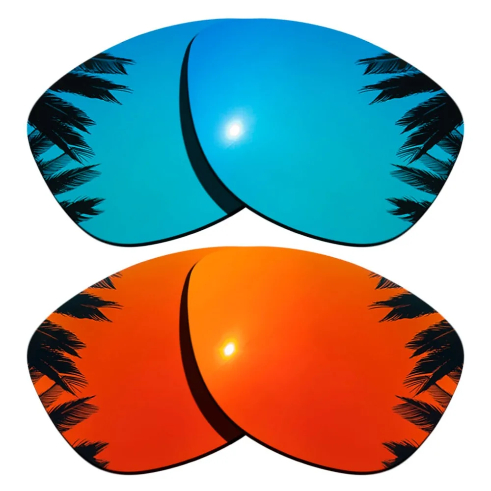 

(Ice Blue+Orange Red Mirrored Coating) 2-Pairs Polarized Replacement Lenses for Frogskins Frame 100% UVA & UVB Protection