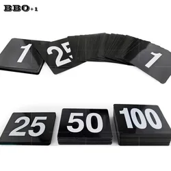 1 to 100 Double Side Plastic Table Numbers Black Square Seat Cards Wedding Party Event Restaurant Bar Accessories Cafe Utensil