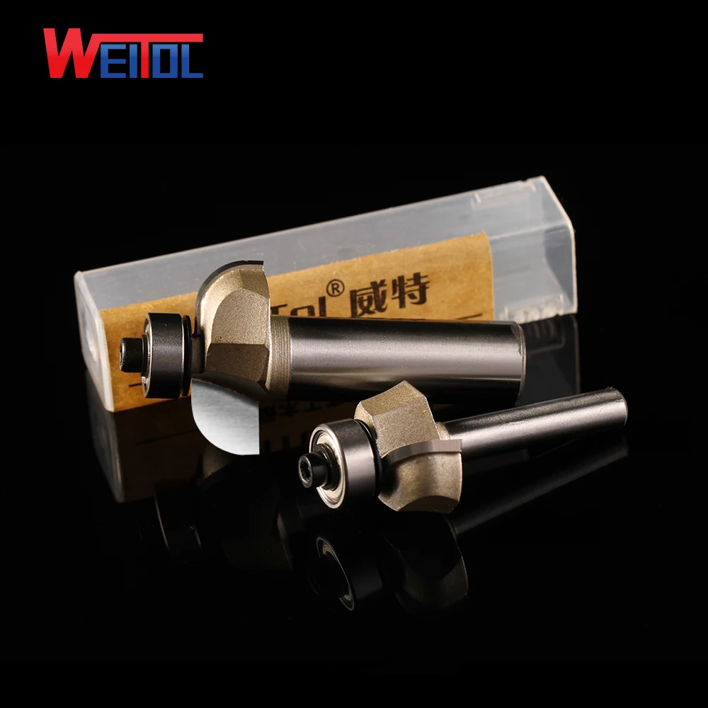 Weitol1pcs  Arc trimming tool with bearing CNC Engraving Router Bit Trimmer Chamfer Carving Tool Round Over Bit