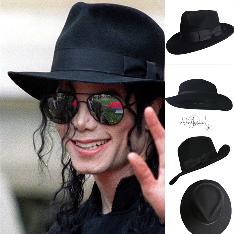 Fedora Black Wool Retro Hat of Michael with Name Formal Gentry