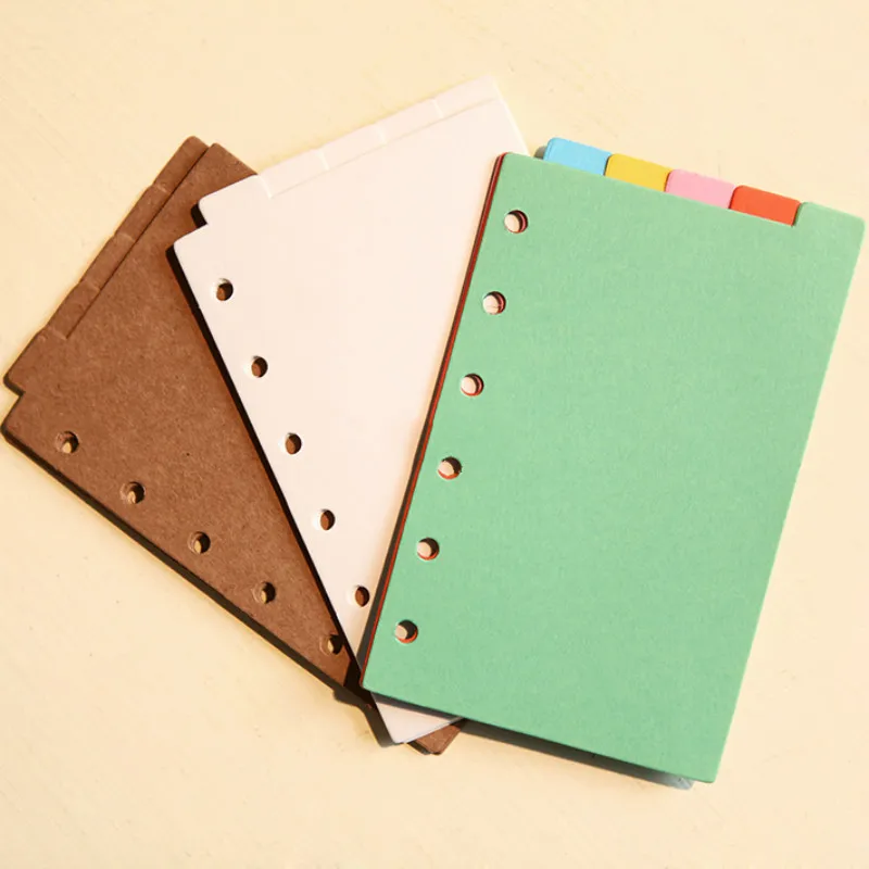 Notebook standard A5 A6 A7 loose-leaf notebook paper index paper 6 holes daily memos 5 sheets index filler papers