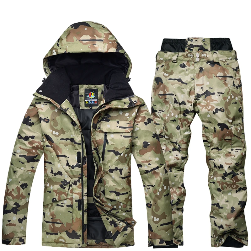 High-quality Camouflage Ski Suit Sets Jacket+Pants Warm Waterproof Windproof  Climbing Mountain Outdoor Snowboarding Clothes