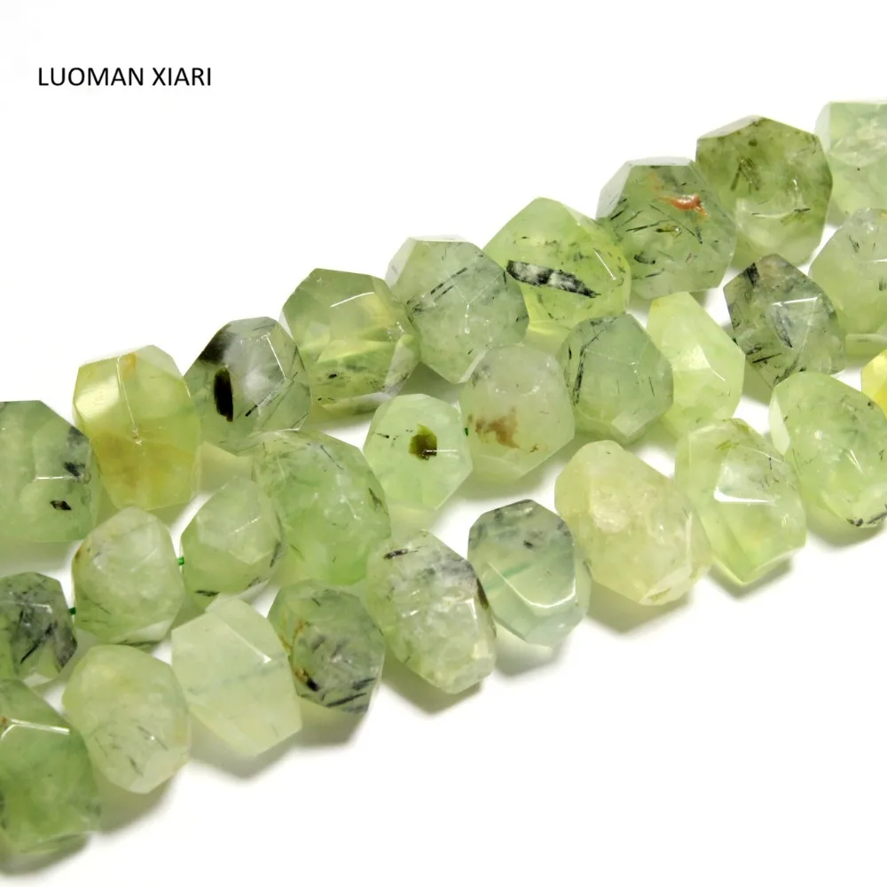 LUOMAN XIARI Irregular Natural Facet Prehnite Stone Beads For Jewelry Making DIY  Necklace Material about 14*20 mm Strand 15''