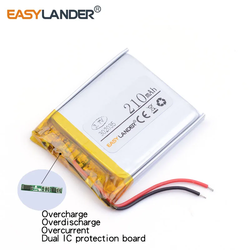 302035 3.7V 210mAh Rechargeable Lithium Li-ion Polymer Battery