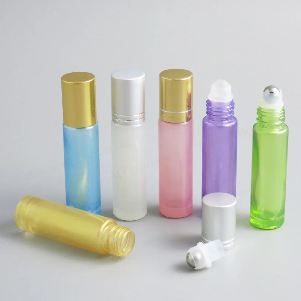 200 x 10ml colorful roll on roller bottles for essential oils  10cc 1/3oz refillable perfum bottle deodorant containers