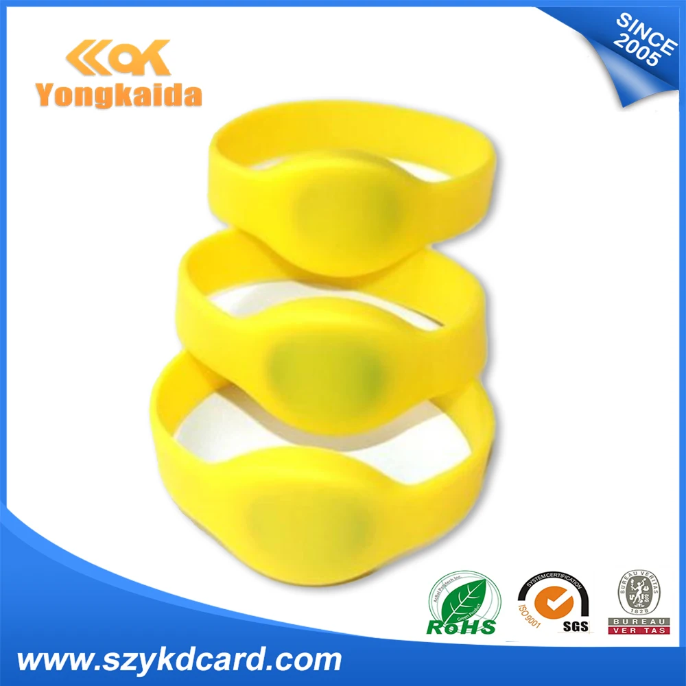 

YongKaida Waterproof Silicone 125khz TK4100 EM4100 RFID Wristband . Proximity colorful Smart Bracelet wrist with blank Logo