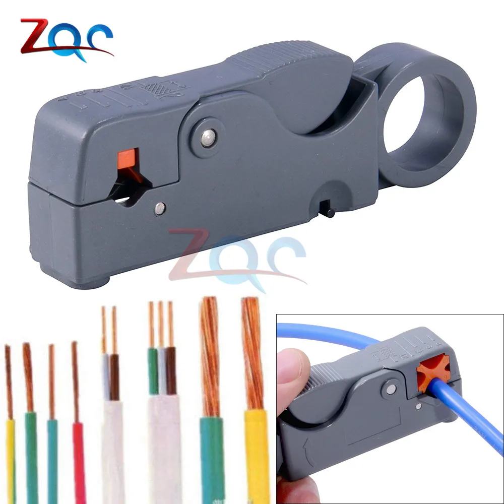 Household Multi Cutter Tool Rotary Cable Stripper Adjustable Double Blades RG6/59 Wire Stripper Automatic Cable Cutter Pliers