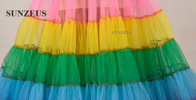 Colorido arco-íris saias de organza longo colorido saia crinolina rockabilly bela dança saia festa underskirt jupon