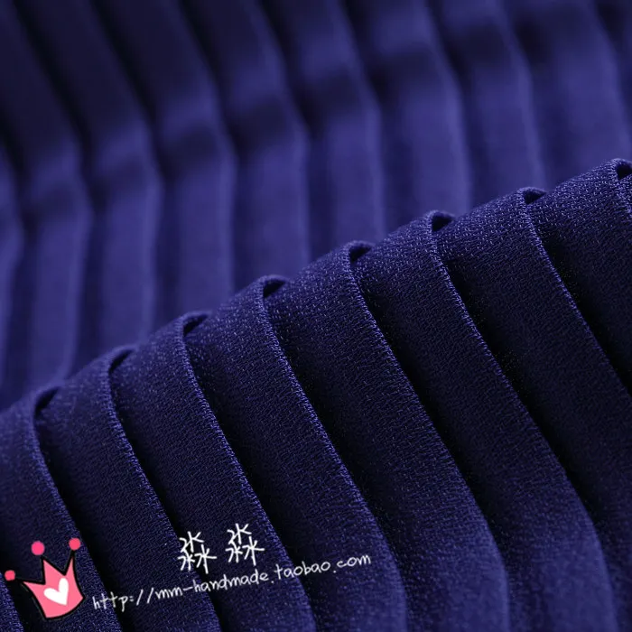 1psc In the summer of 2016 mature pearl yarn fabric purple blue Pleated Chiffon organ crushed large swing skirt fabric