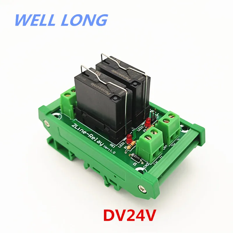 

Интерфейсный модуль силового реле 2 DPDT 5A для монтажа на DIN-рейку, реле JW2SN-DC24V.
