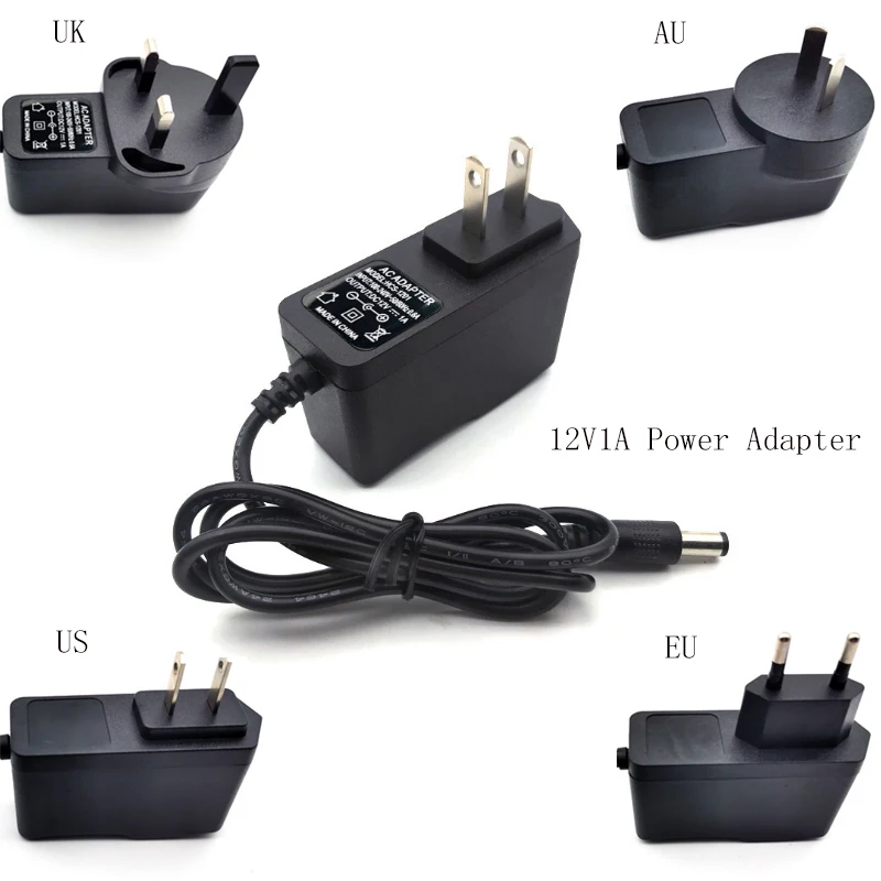 DC12V1A/2A 5V2A power adapter UK EU US AU plug transfer AC110V-240V to DC12V/5v for LED strips digital products