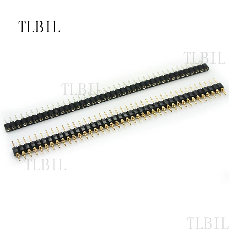 5Set (10pcs)Gold Plated 2.54mm Male&Female 40 Pin Single Row Straight Round Pin Header Strip